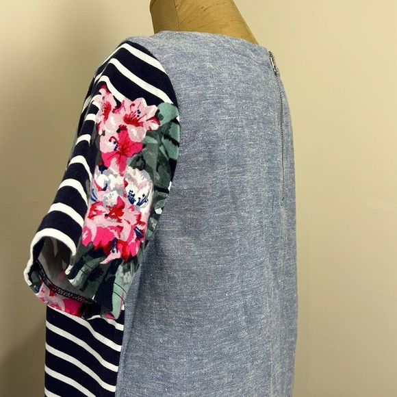 JOULES | Short Sleeve Stripe/Floral Chambray Dress - Picture 4 of 6